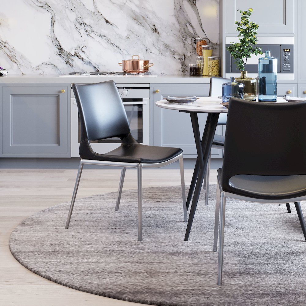 Ace Dining Chair (Set of 2) Black & Silver. Picture 8