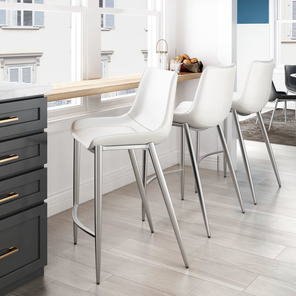 Magnus Counter Stool (Set of 2) White & Silver. Picture 8