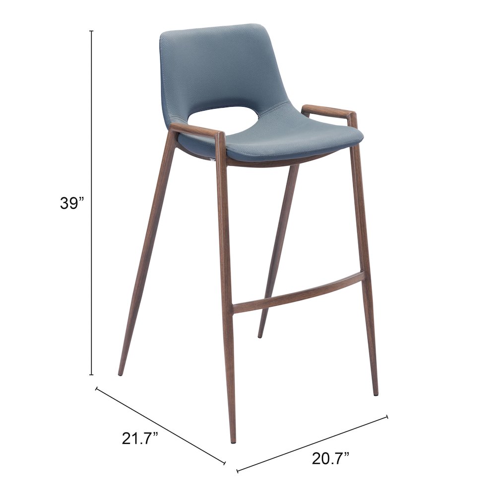 Desi Barstool (Set of 2) Azure Gray & Walnut. Picture 7