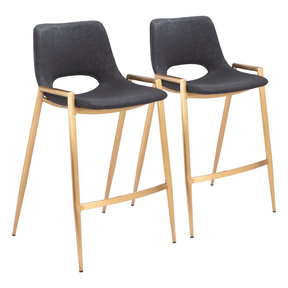 Desi Counter Stool (Set of 2) Black & Gold. Picture 6