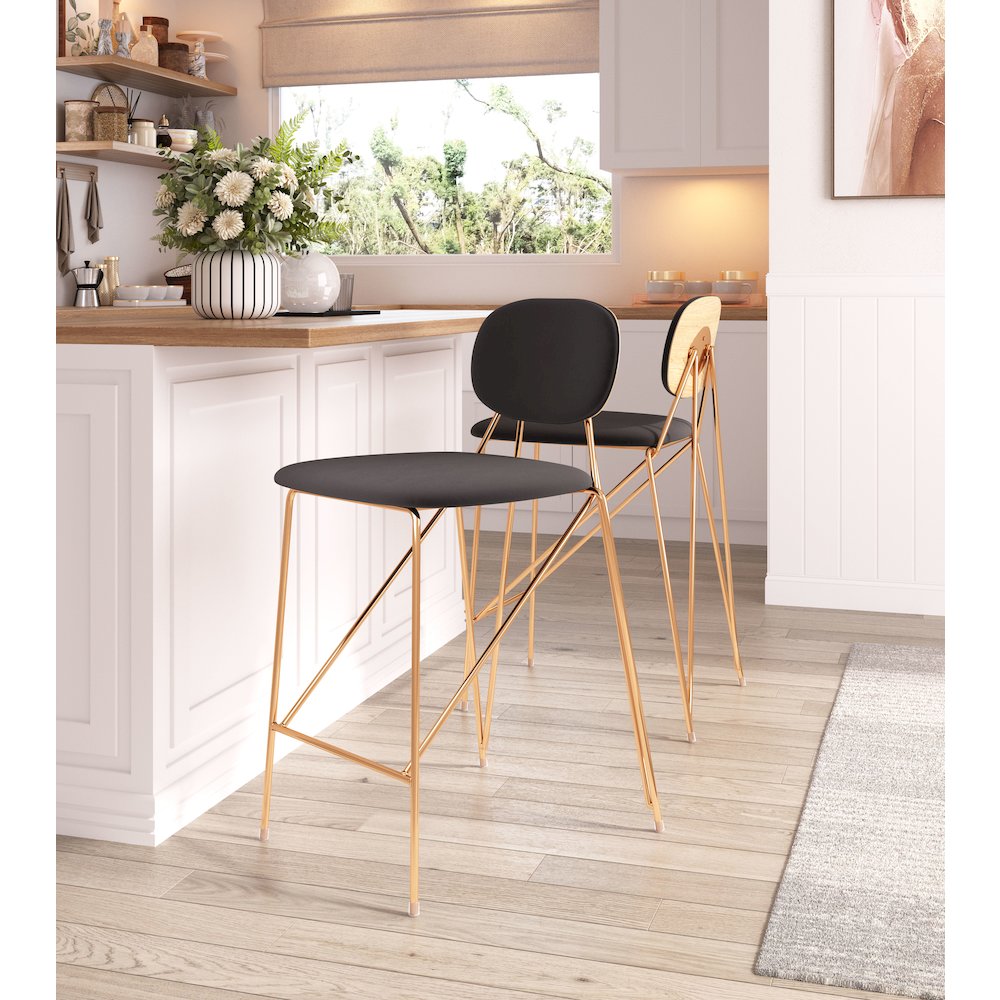 Georges Counter Stool (Set of 2) Gray & Gold. Picture 8