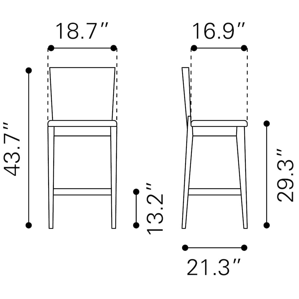 Ambrose Barstool (Set of 2) Walnut & Dark Gray. Picture 8