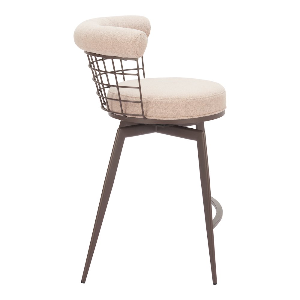 Saku Swivel Counter Stool Beige & Brown. Picture 3