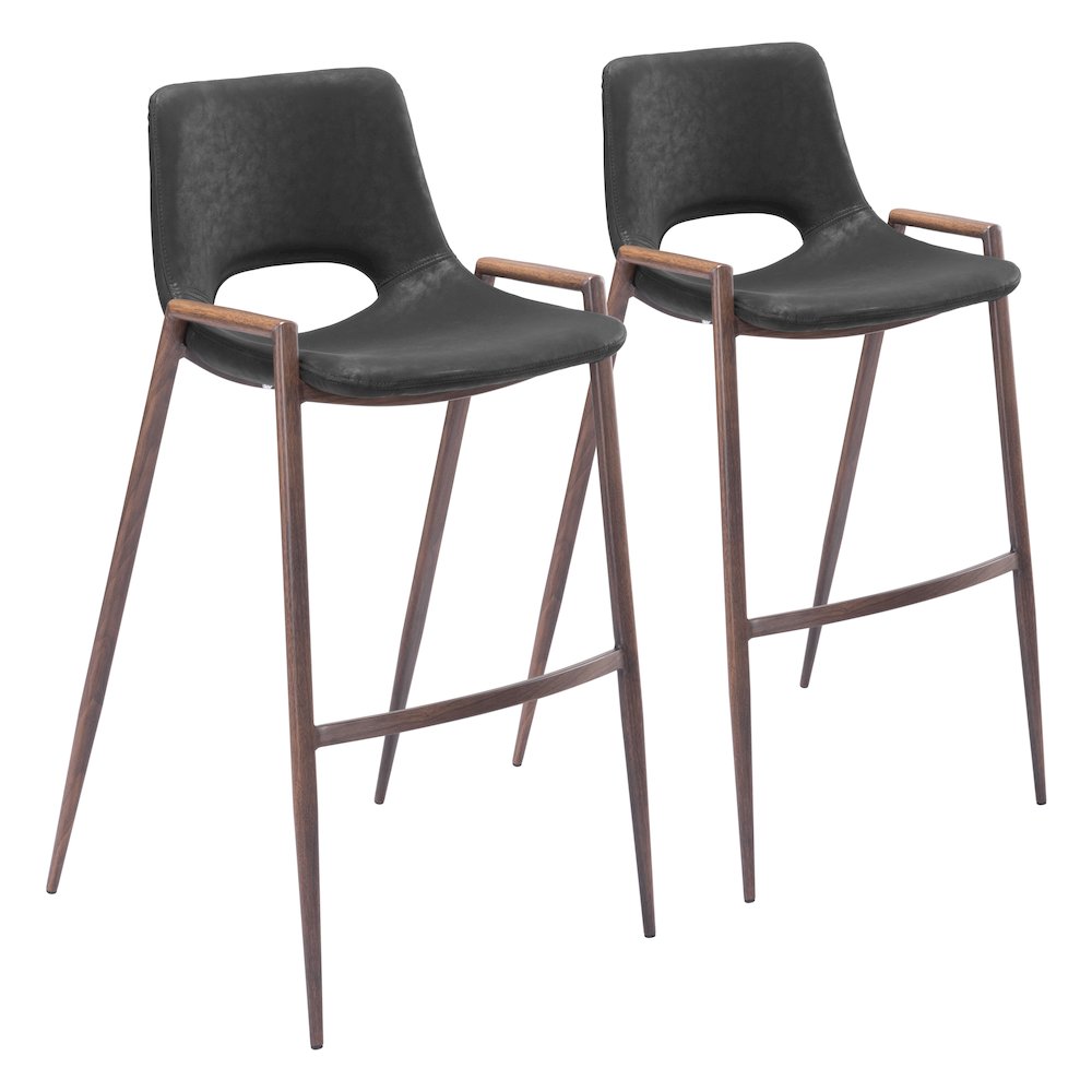 Desi Barstool (Set of 2) Black & Walnut. Picture 1