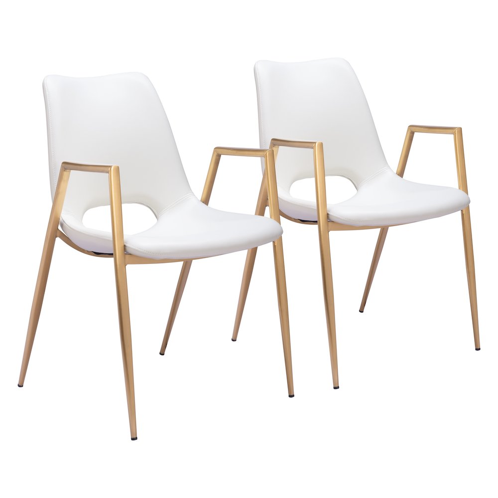 Desi Dining Chair (Set of 2) White & Gold. Picture 6