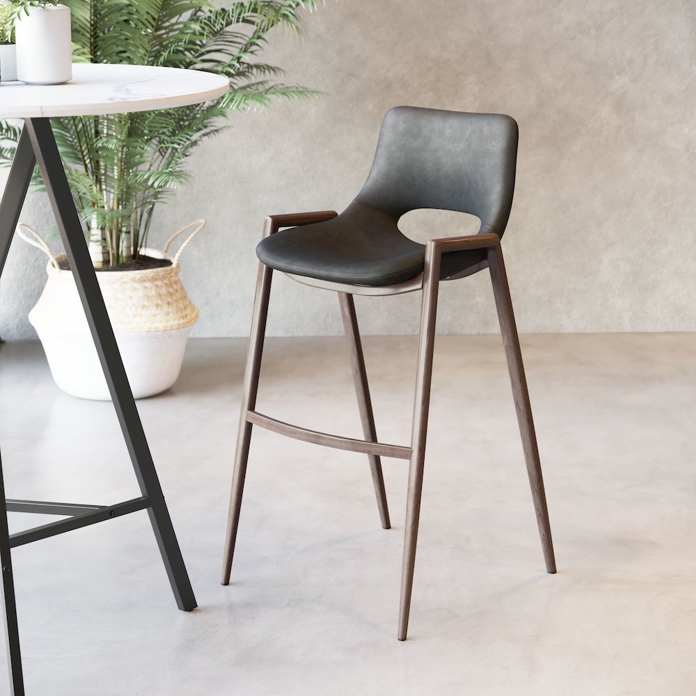 Desi Barstool (Set of 2) Black & Walnut. Picture 2