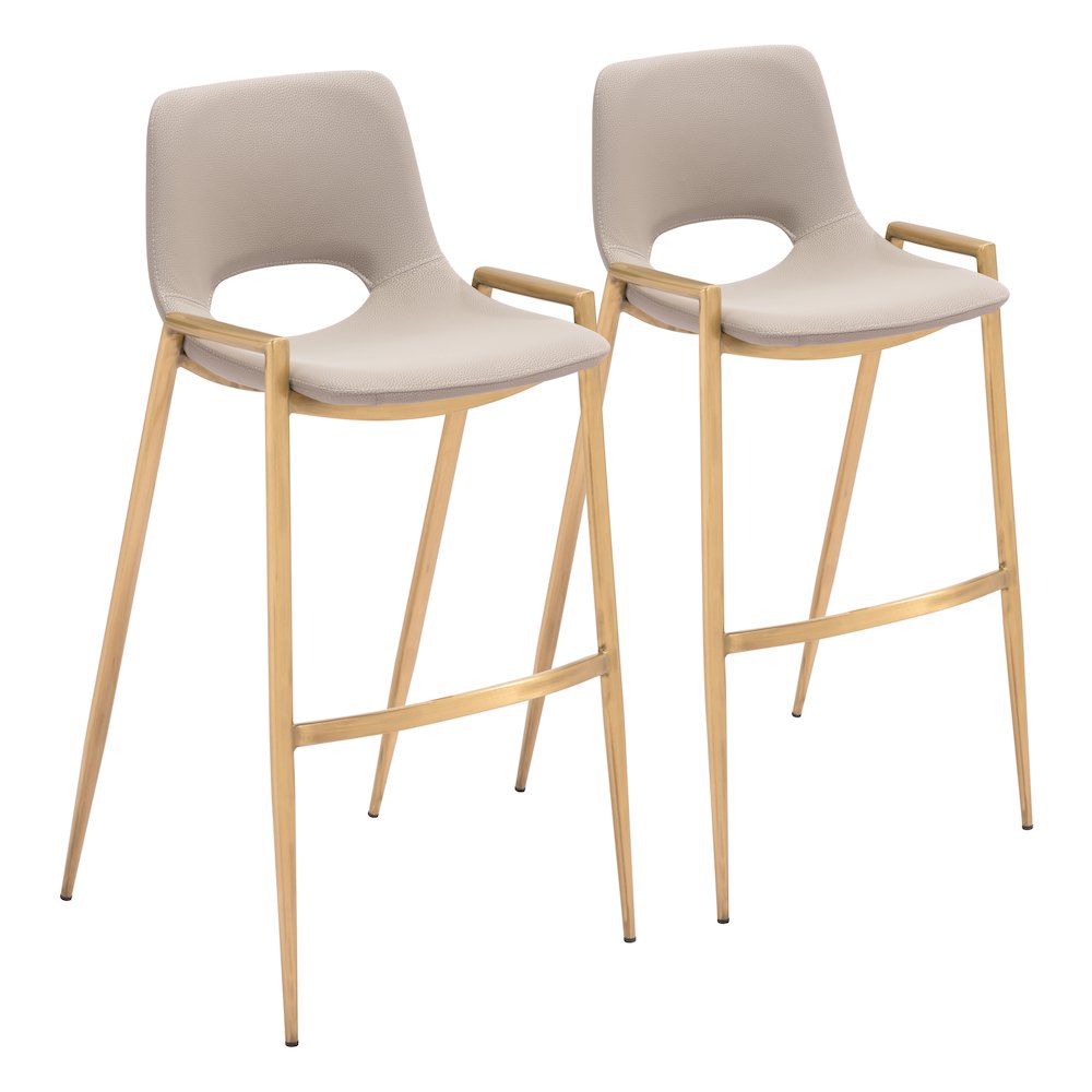 Desi Barstool (Set of 2) Beige & Gold. Picture 6