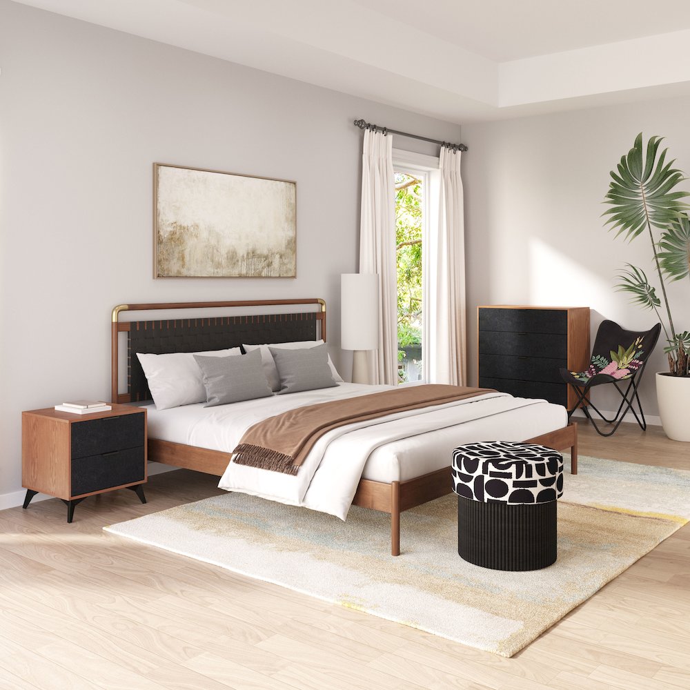 Zarif Nightstand Black & Walnut. Picture 9