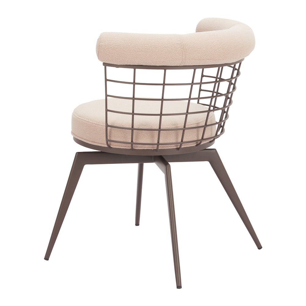 Saku Swivel Dining Chair Beige & Brown. Picture 8