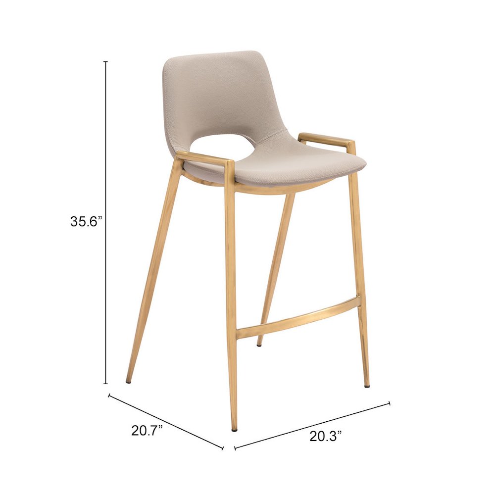 Desi Counter Stool (Set of 2) Beige & Gold. Picture 7