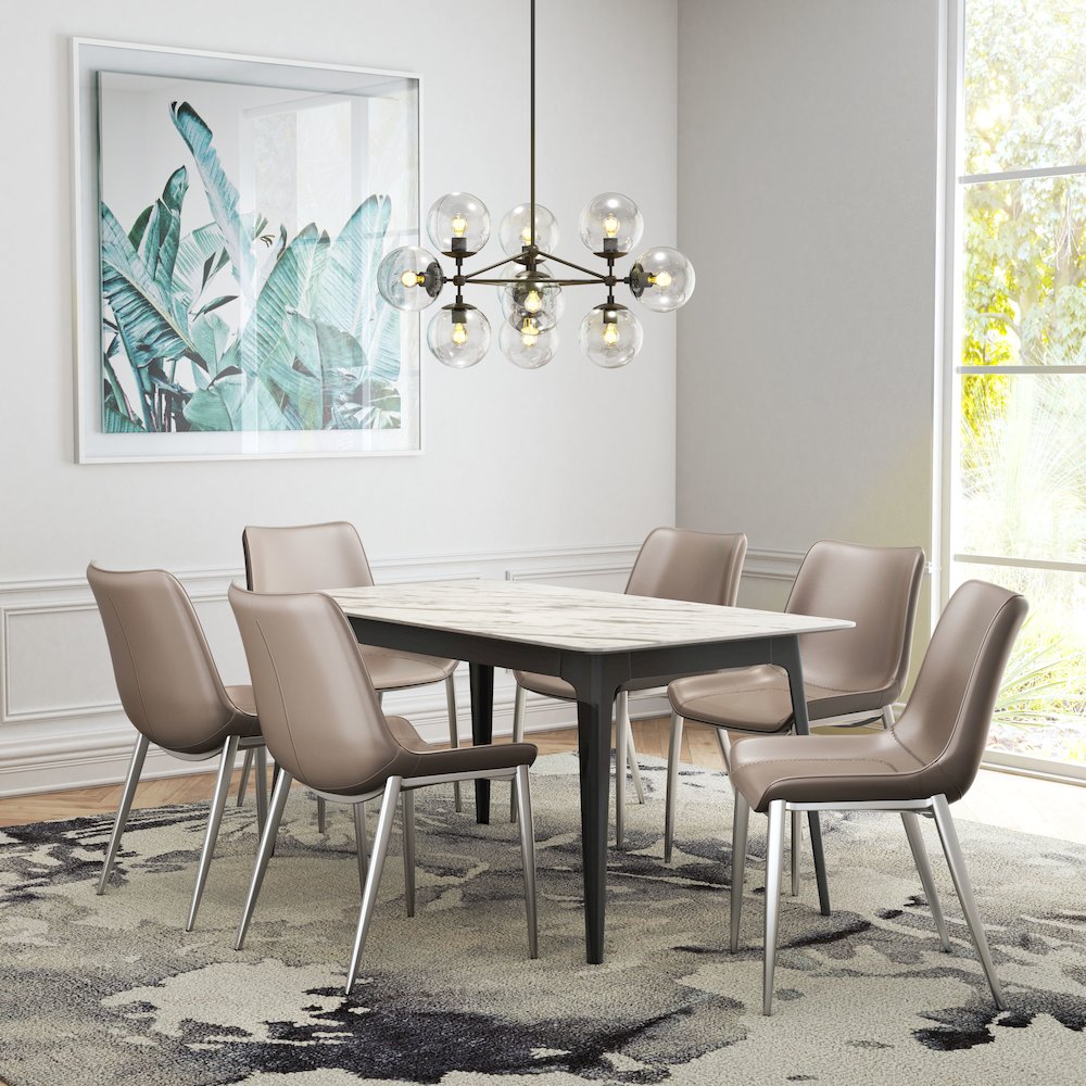 Magnus Dining Chair (Set of 2) Brown & Silver. Picture 9