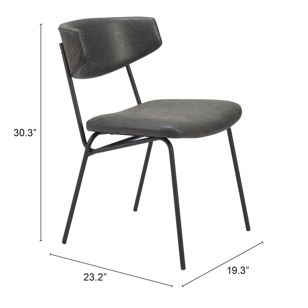 Charon Dining Chair (Set of 2) Vintage Black. Picture 7