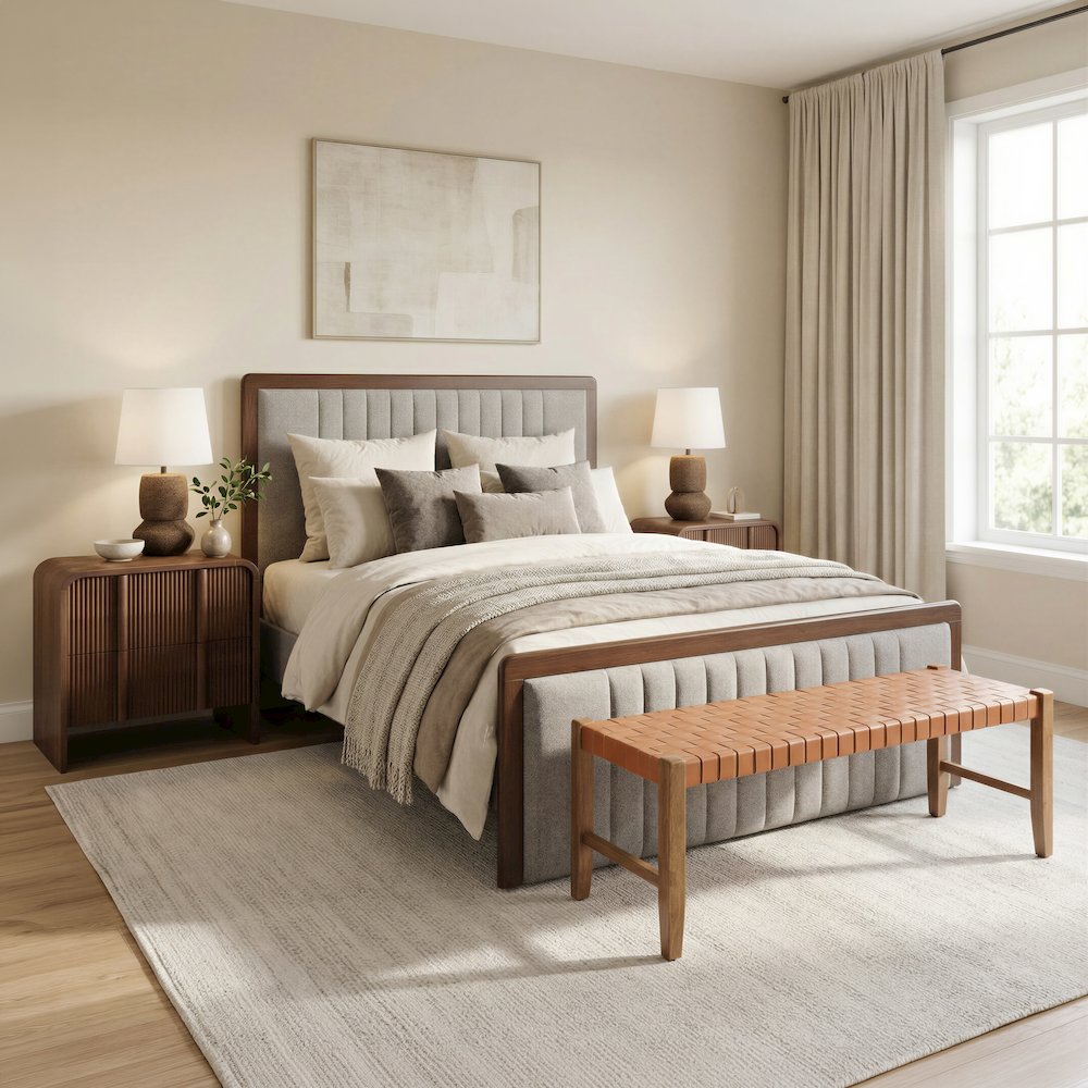 Somune Queen Bed Gray & Walnut. Picture 4