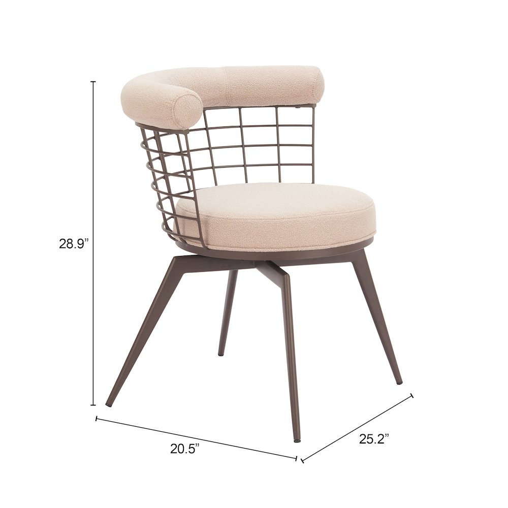 Saku Swivel Dining Chair Beige & Brown. Picture 11