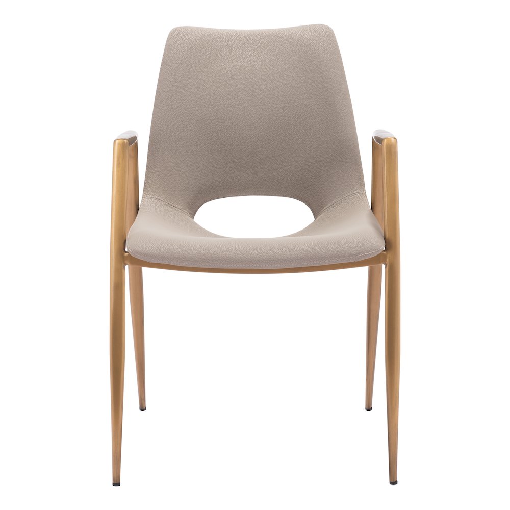 Desi Dining Chair (Set of 2) Beige & Gold. Picture 8