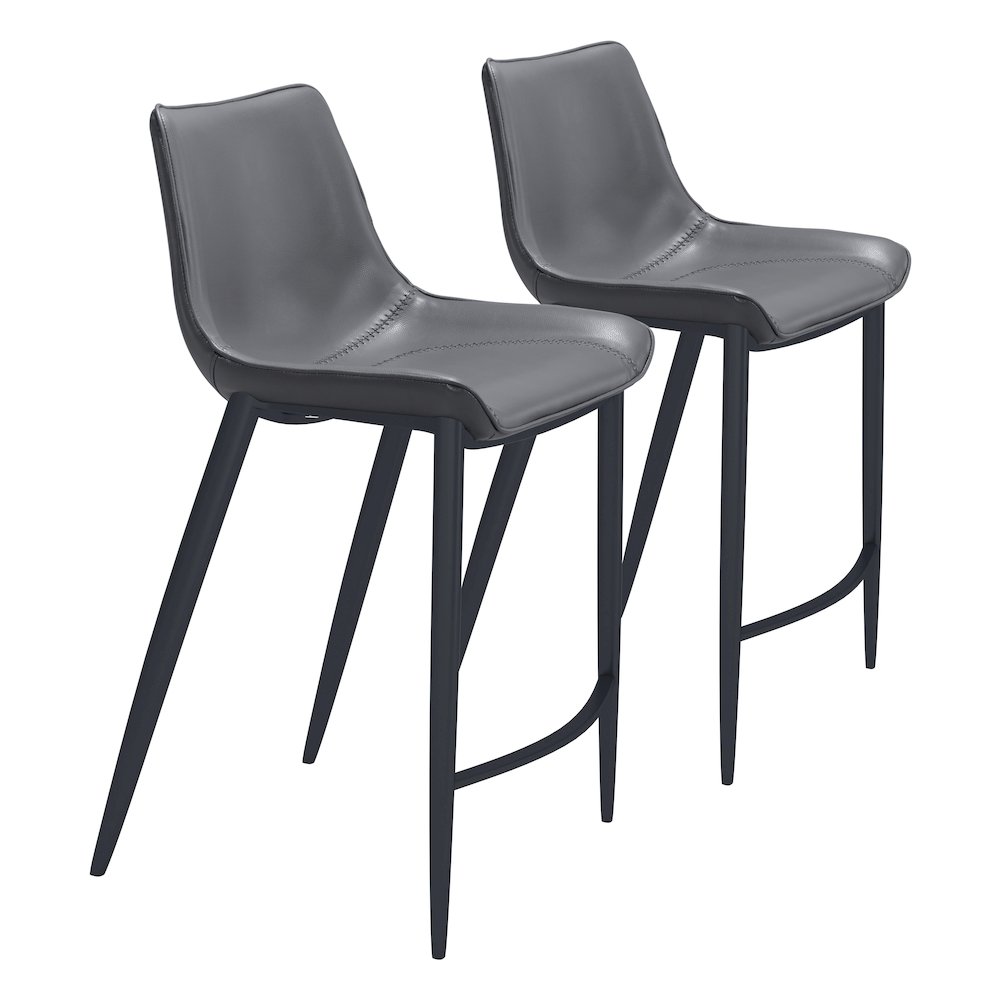 Magnus Counter Stool (Set of 2) Dark Gray & Black. Picture 6