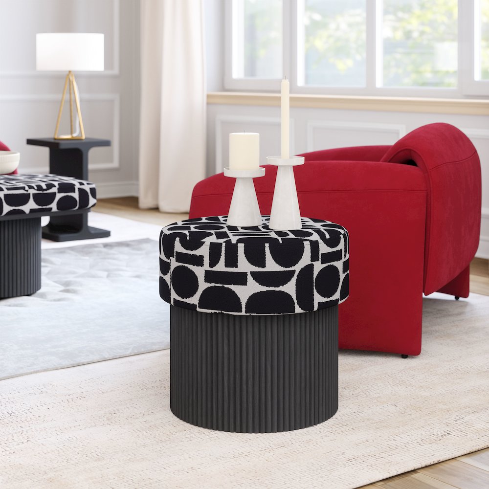 Boto Storage Ottoman Black & White. Picture 8