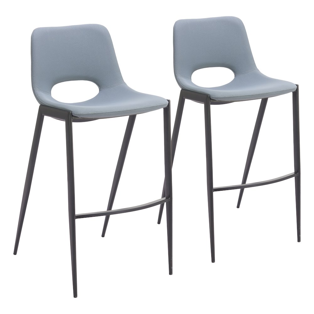 Desi Armless Barstool (Set of 2) Azure Gray. Picture 2