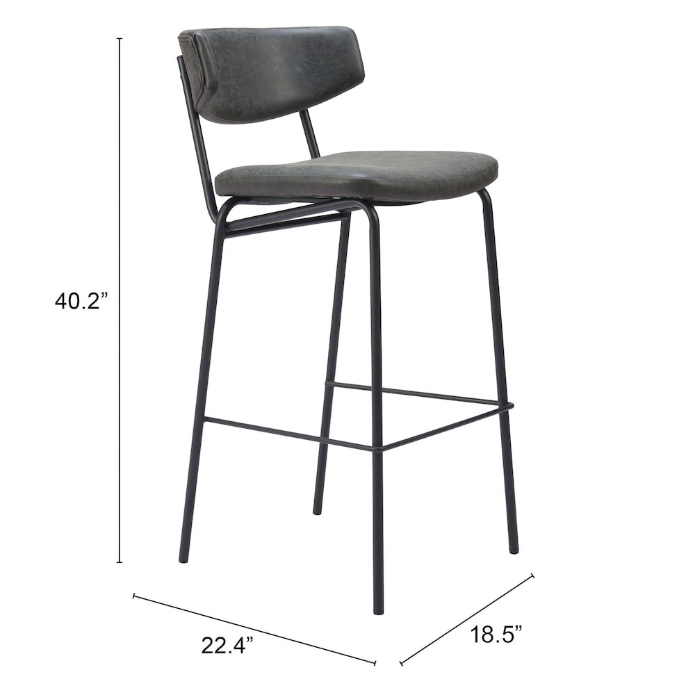 Charon Barstool (Set of 2) Vintage Black. Picture 7