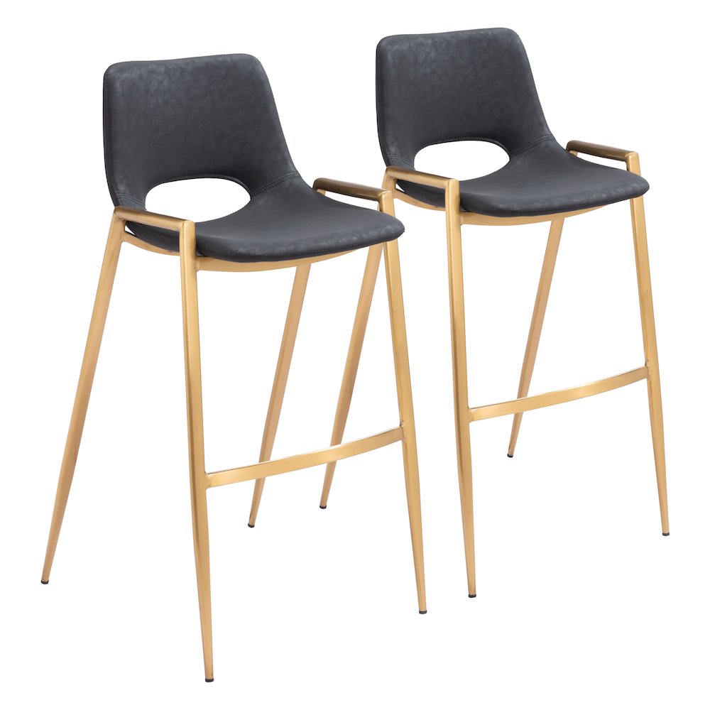 Desi Barstool (Set of 2) Black & Gold. Picture 6
