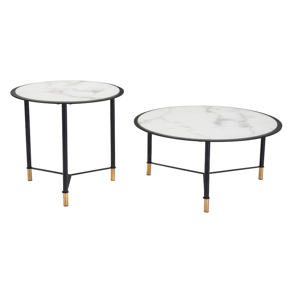 Davis Coffee Table Set (2-Piece) White & Black. Picture 2