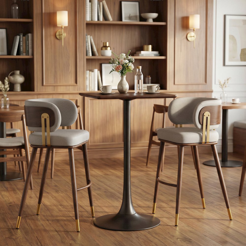 Brew Barstool Beige & Walnut. Picture 8