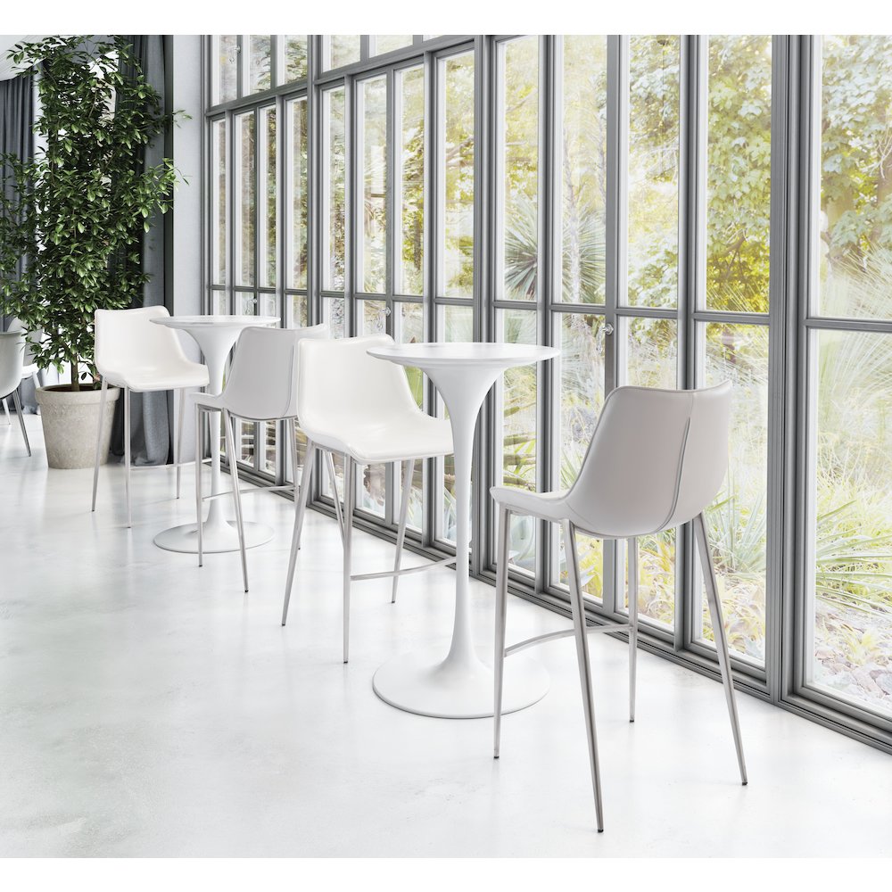 Magnus Barstool (Set of 2) White & Silver. Picture 8