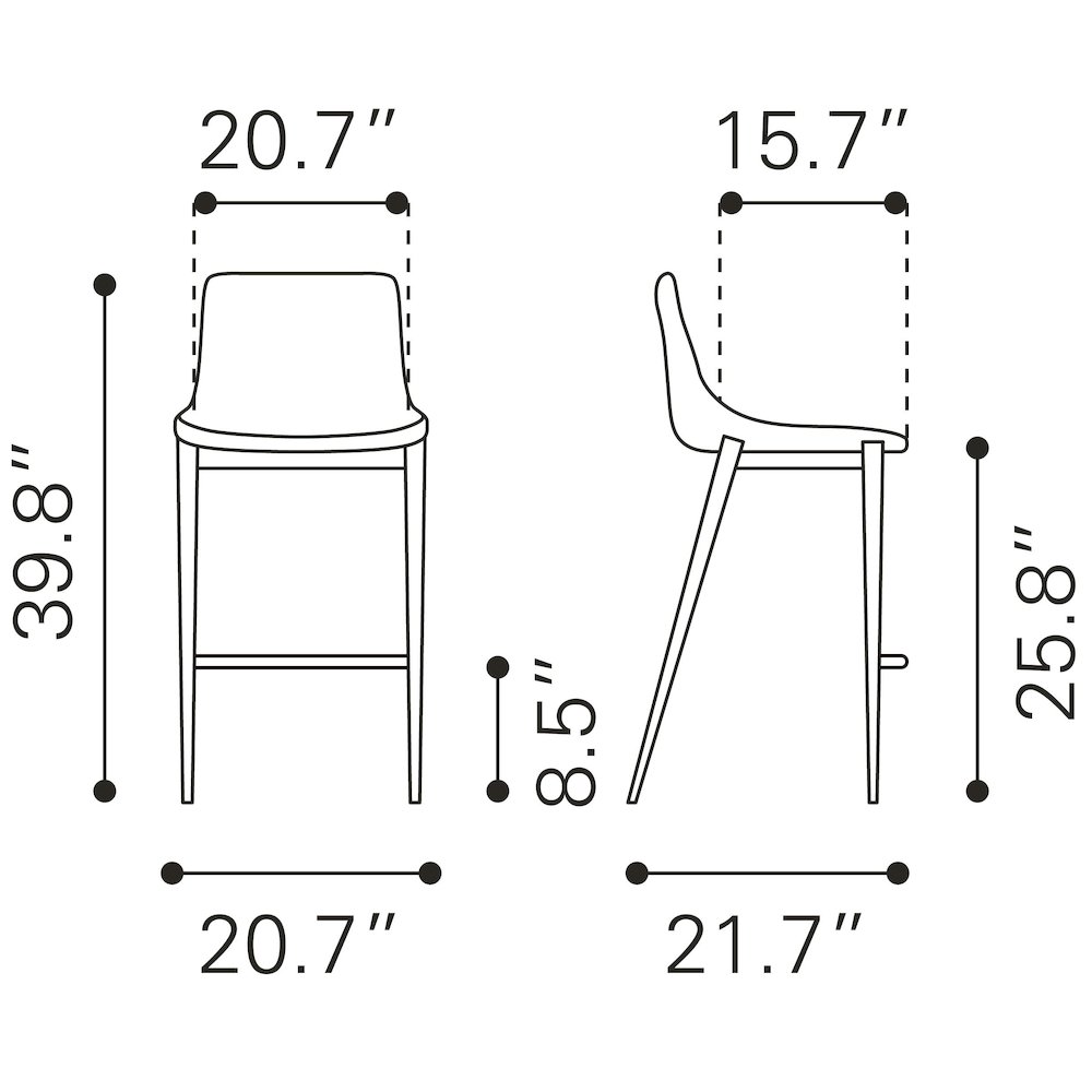 Magnus Counter Stool (Set of 2) Brown & Silver. Picture 10