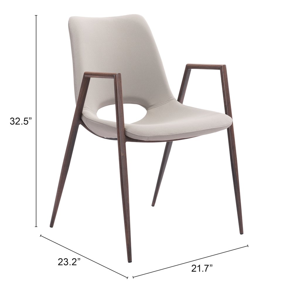 Desi Dining Chair (Set of 2) Beige & Walnut. Picture 7
