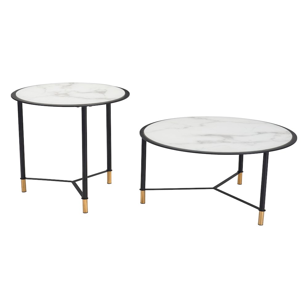 Davis Coffee Table Set (2-Piece) White & Black. Picture 1