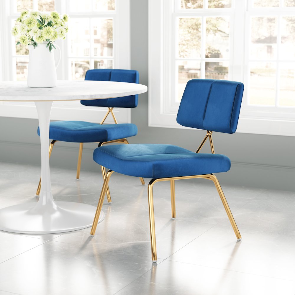Nicole Accent Chair (Set of 2) Blue & Gold. Picture 8