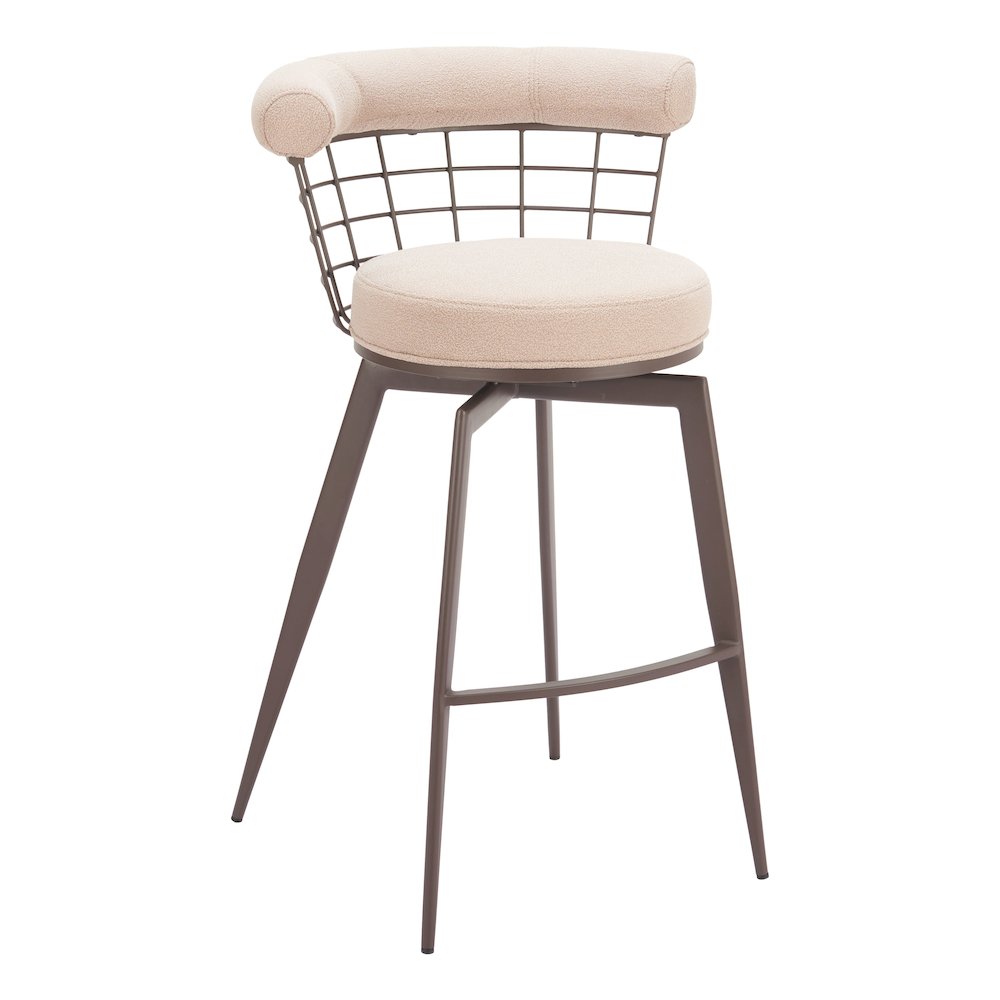 Saku Swivel Barstool Beige & Brown. Picture 9