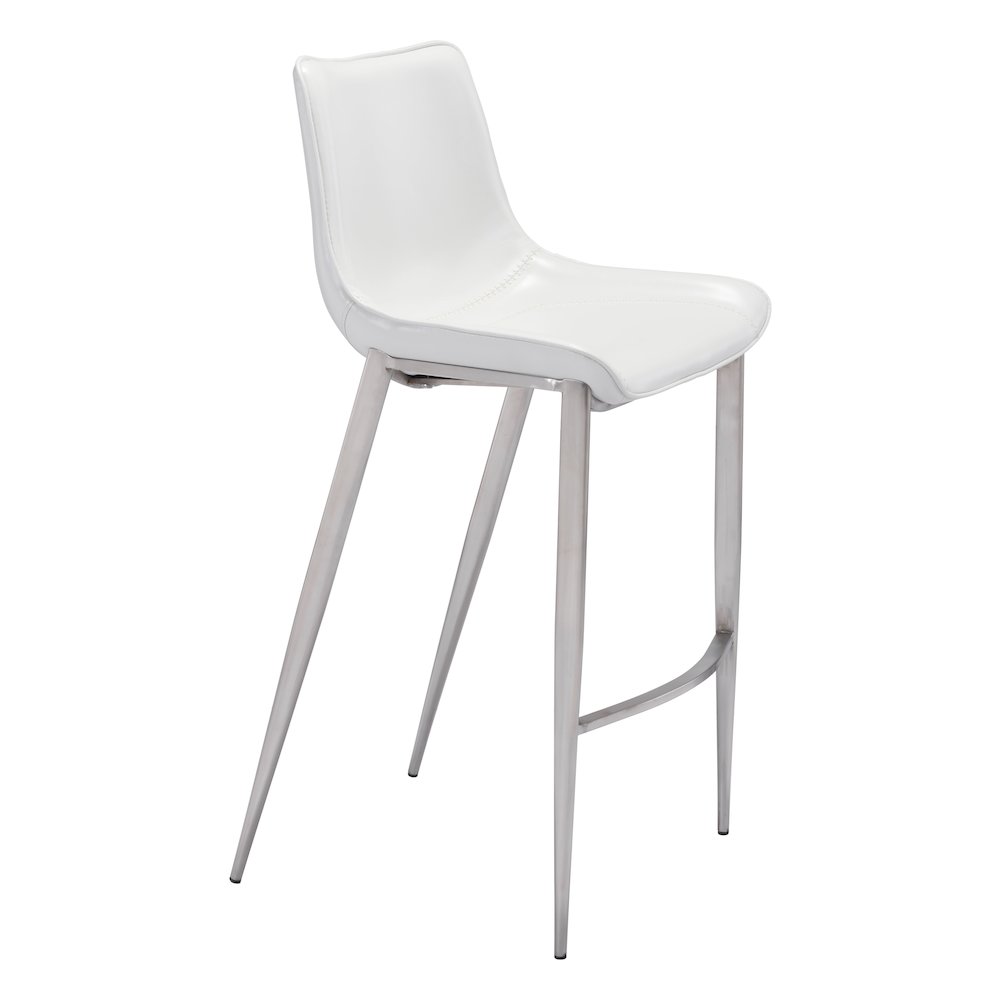 Magnus Barstool (Set of 2) White & Silver. Picture 1