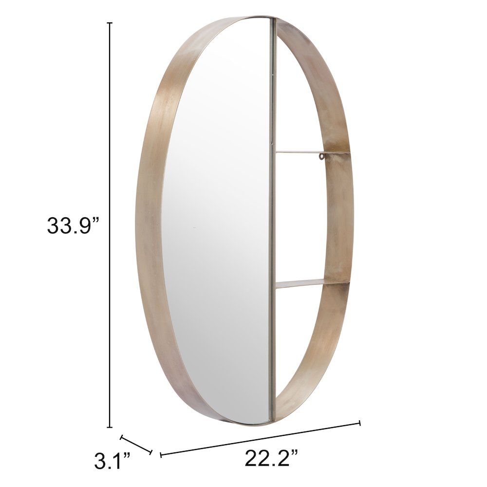 Latitude Oval Shelf Mirror Antique Bronze. Picture 6