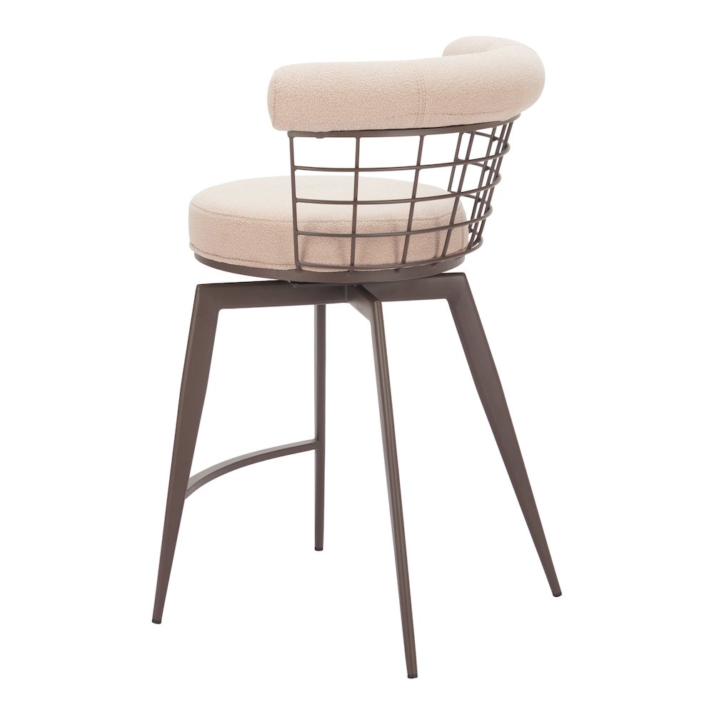 Saku Swivel Counter Stool Beige & Brown. Picture 6