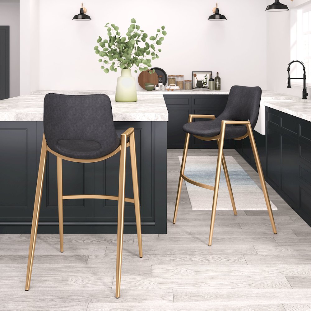 Desi Barstool (Set of 2) Black & Gold. Picture 8