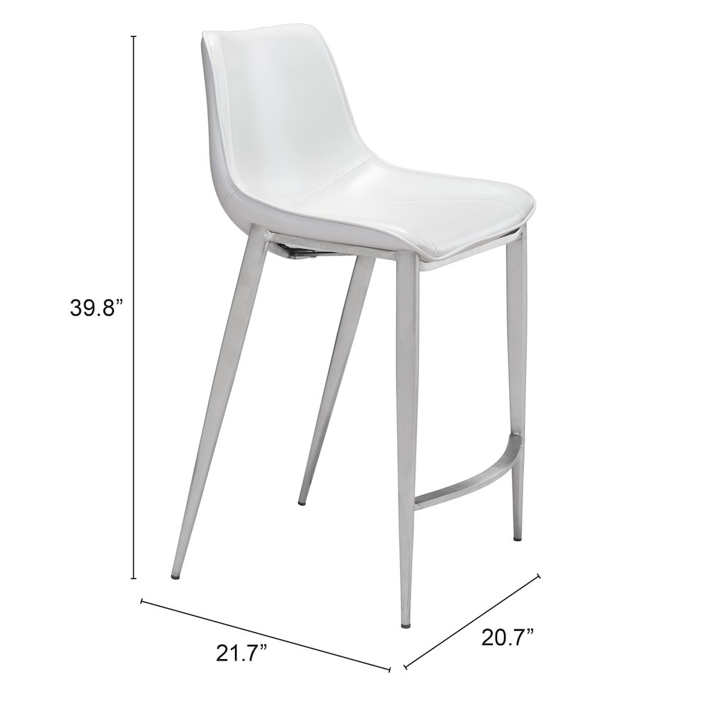 Magnus Counter Stool (Set of 2) White & Silver. Picture 7