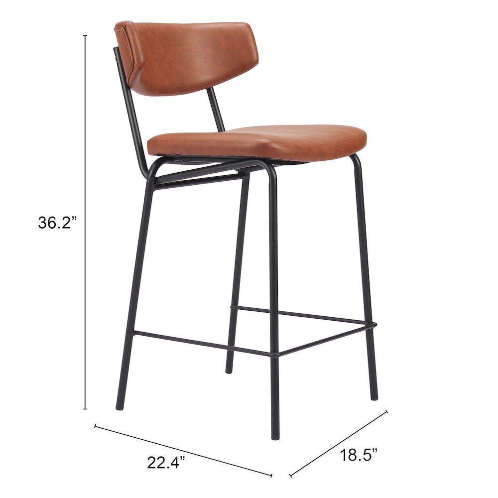 Charon Counter Stool (Set of 2) Vintage Brown. Picture 7