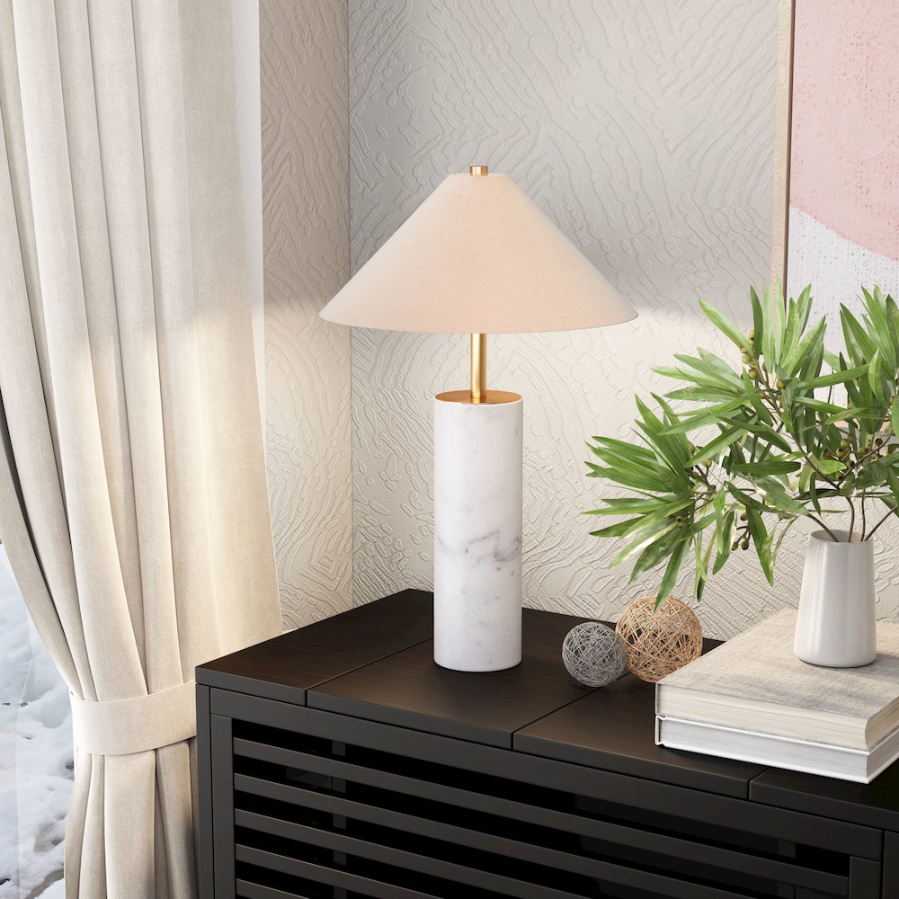 Ciara Table Lamp Beige & White. Picture 8