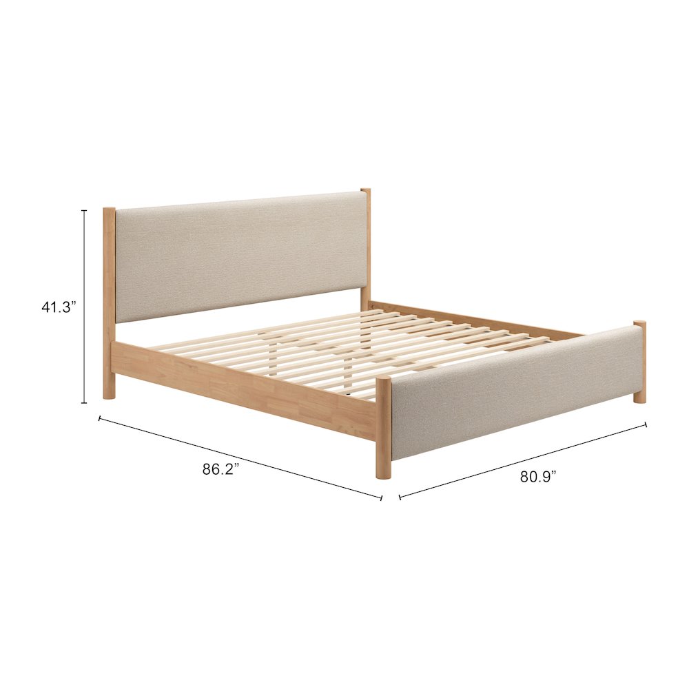 Hadi King Bed Beige & Natural. Picture 10