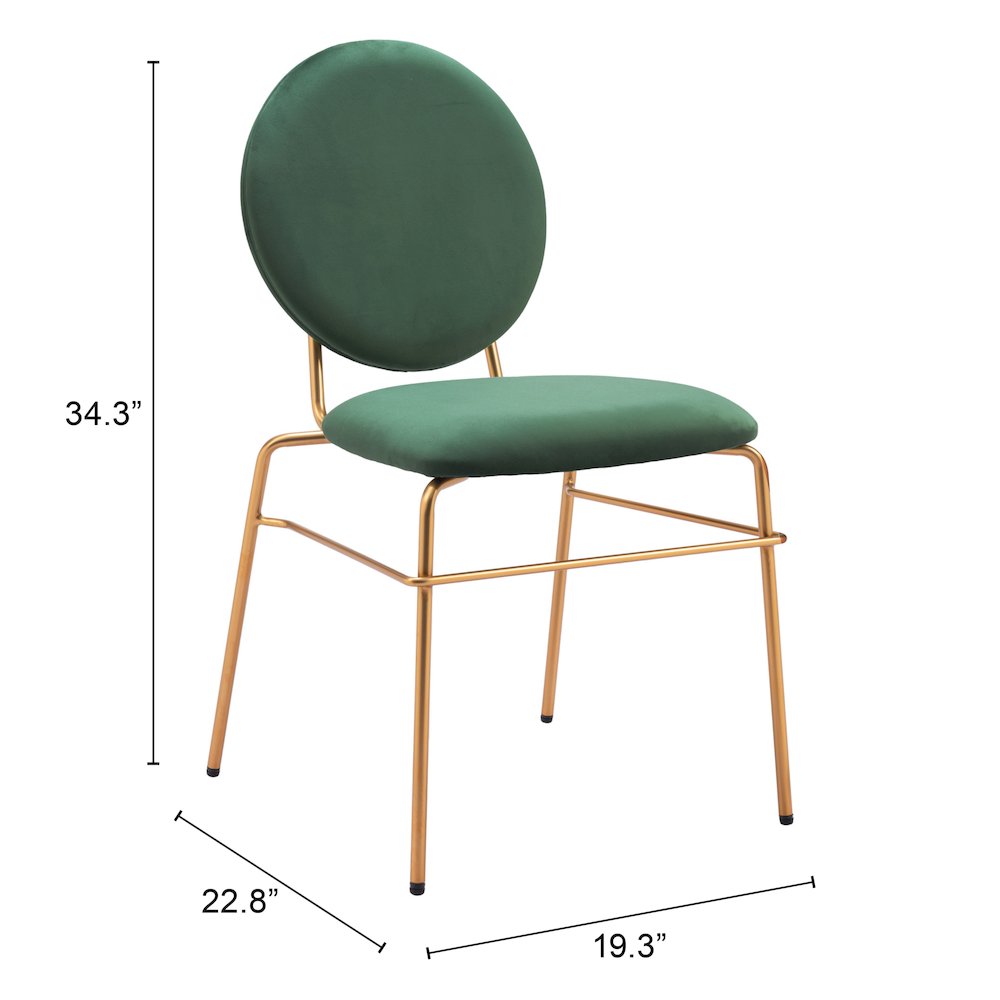 Odessa Dining Chair (Set of 2) Green & Gold. Picture 7