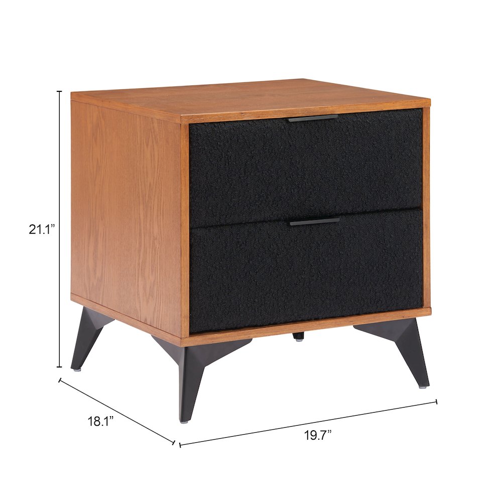 Zarif Nightstand Black & Walnut. Picture 7