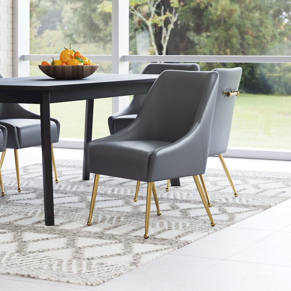 Maxine Dining Chair Gray & Gold. Picture 9