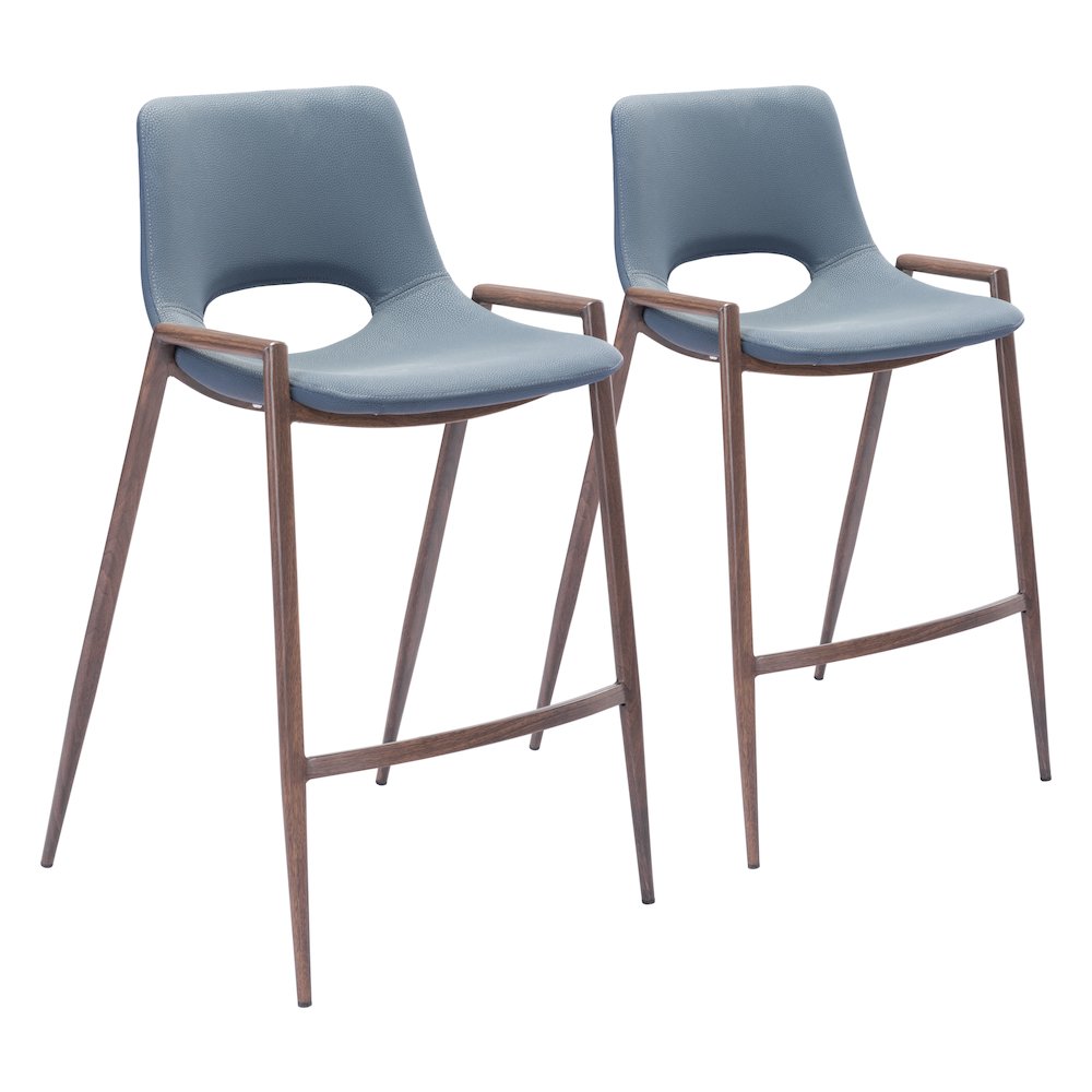 Desi Counter Stool (Set of 2) Azure Gray & Walnut. Picture 6