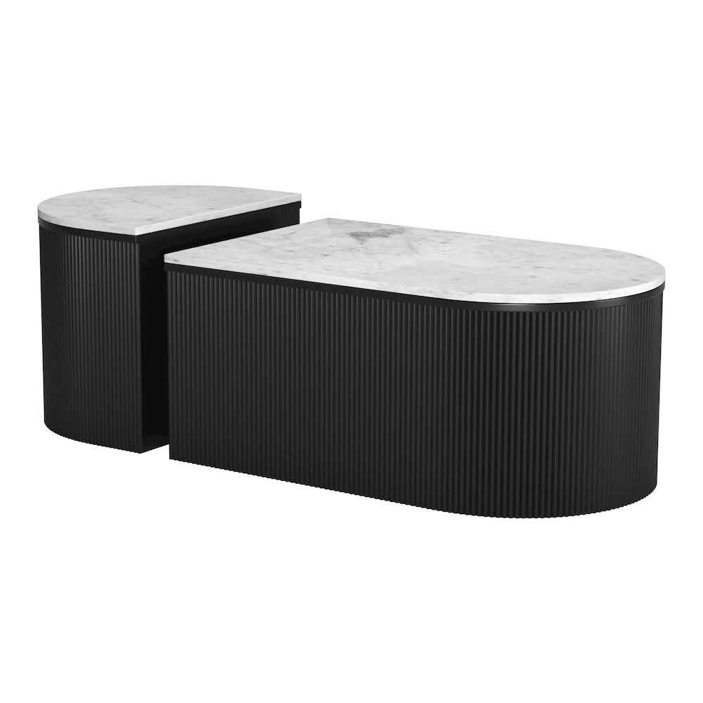 Ormara Coffee Table Set (2-Piece) White & Black. Picture 1