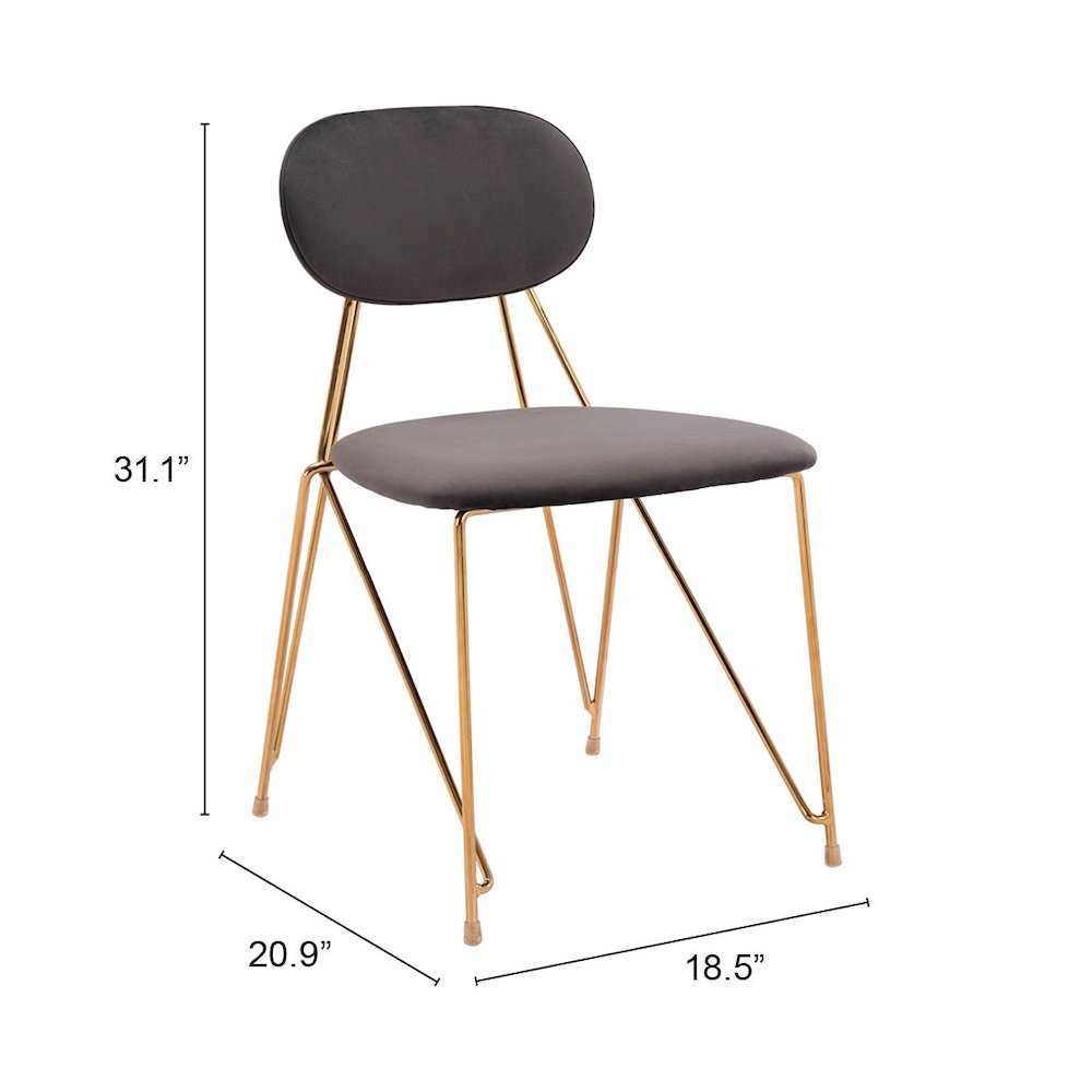 Georges Dining Chair (Set of 2) Gray & Gold. Picture 7
