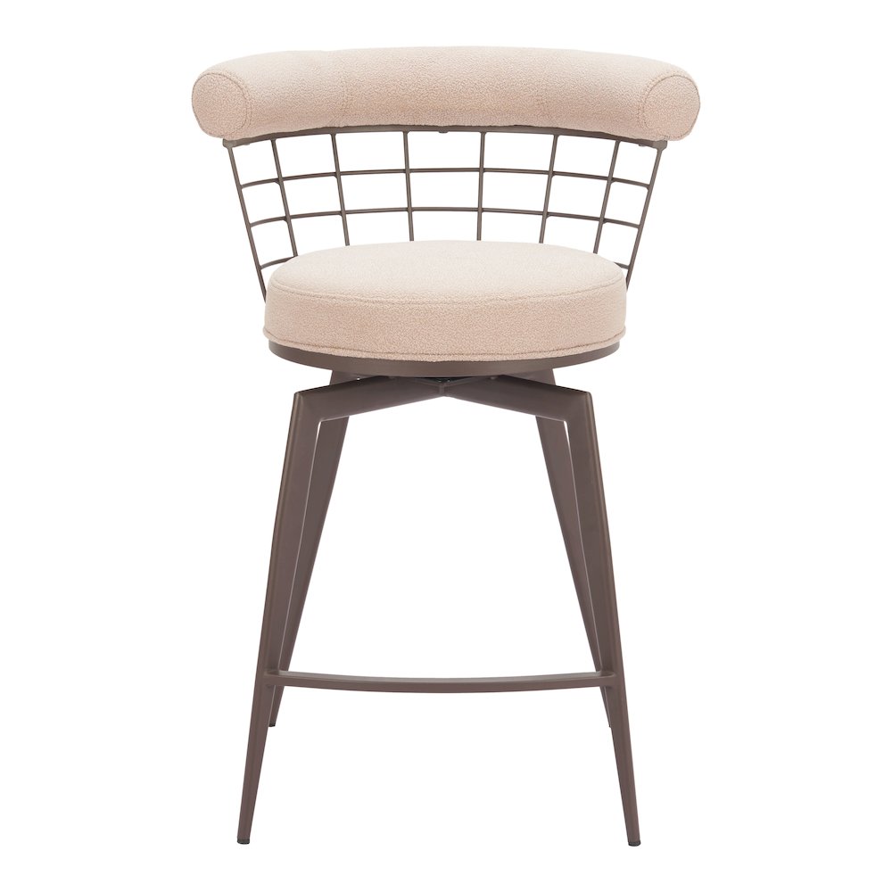 Saku Swivel Counter Stool Beige & Brown. Picture 4