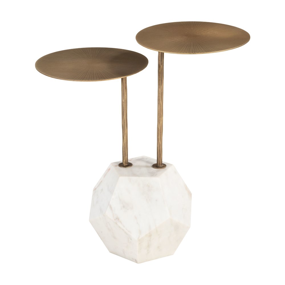 Anten Side Table Brass & White. Picture 1
