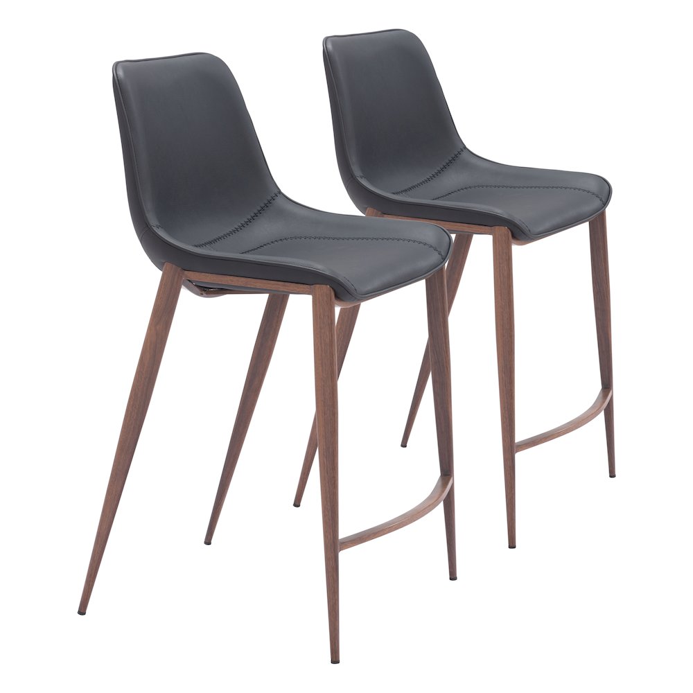 Magnus Counter Stool (Set of 2) Black & Walnut. Picture 6