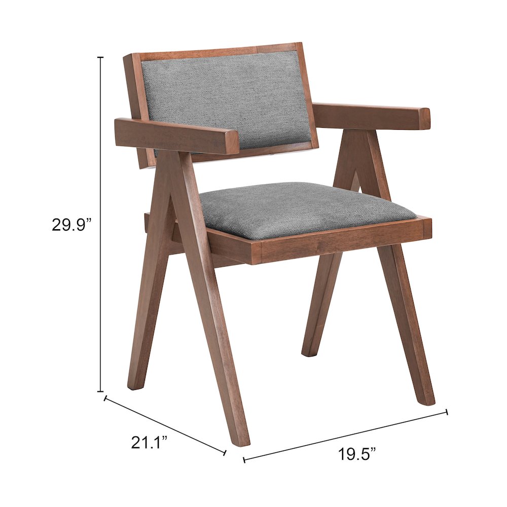 Delhi Dining Chair (Set of 2) Gray & Walnut. Picture 7